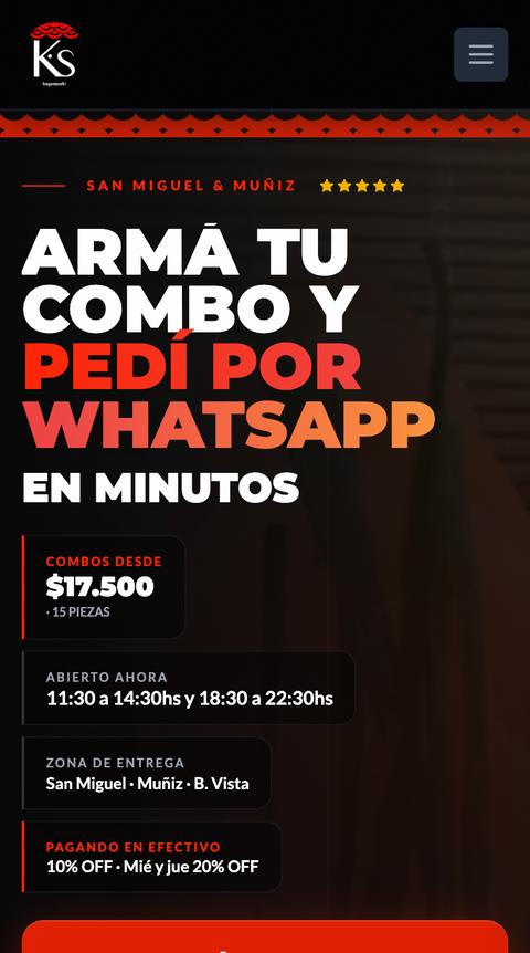 Página de Kayso Sushi en un celular