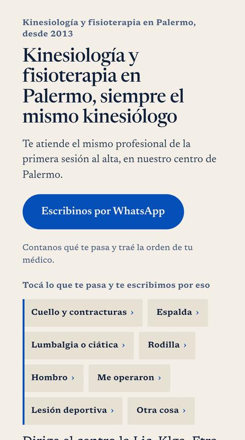 Página de Rehab Plus en un celular
